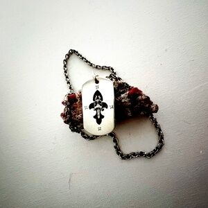 Chrome Hearts 4 diamond pendant & 24" paper-chain necklace